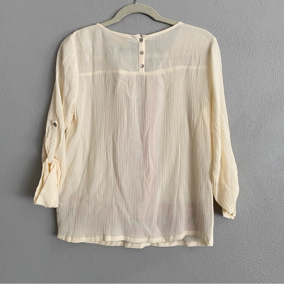 Anthropologie Skies are Blue Top Size Small Multicolor Aztec Boho Gauze - Picture 6 of 10